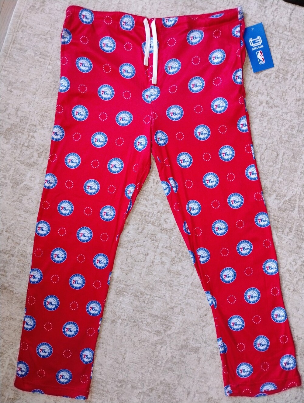 NWT 2XL Ultra Game NBA 76ers Red Logo Lightweight Pajama Lounge Pants NEW